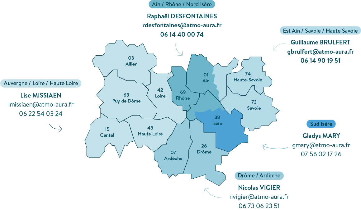 Contacts Correspondant territorial Atmo AuRA