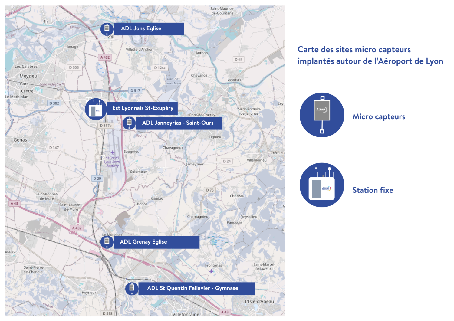Carte-SitesMesures-DispositifAéroportLyon
