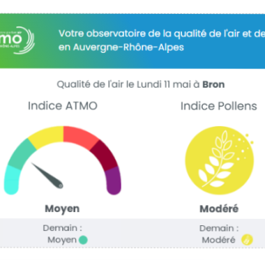 Widget qualité de l'air et pollens – Auvergne-Rhône-Alpes